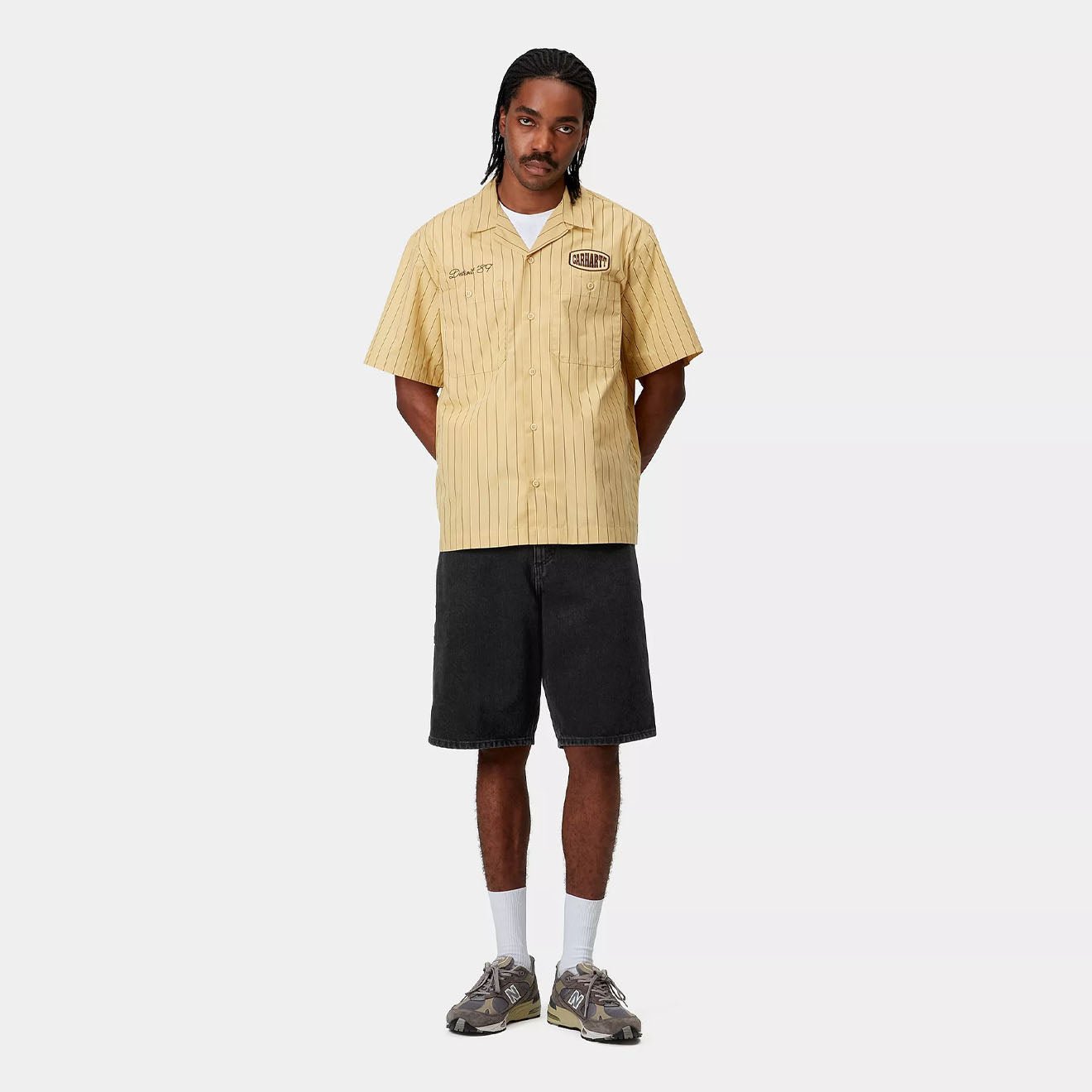 Carhartt WIP Single Knee Short Black Stone Washed - The Sporting Lodge