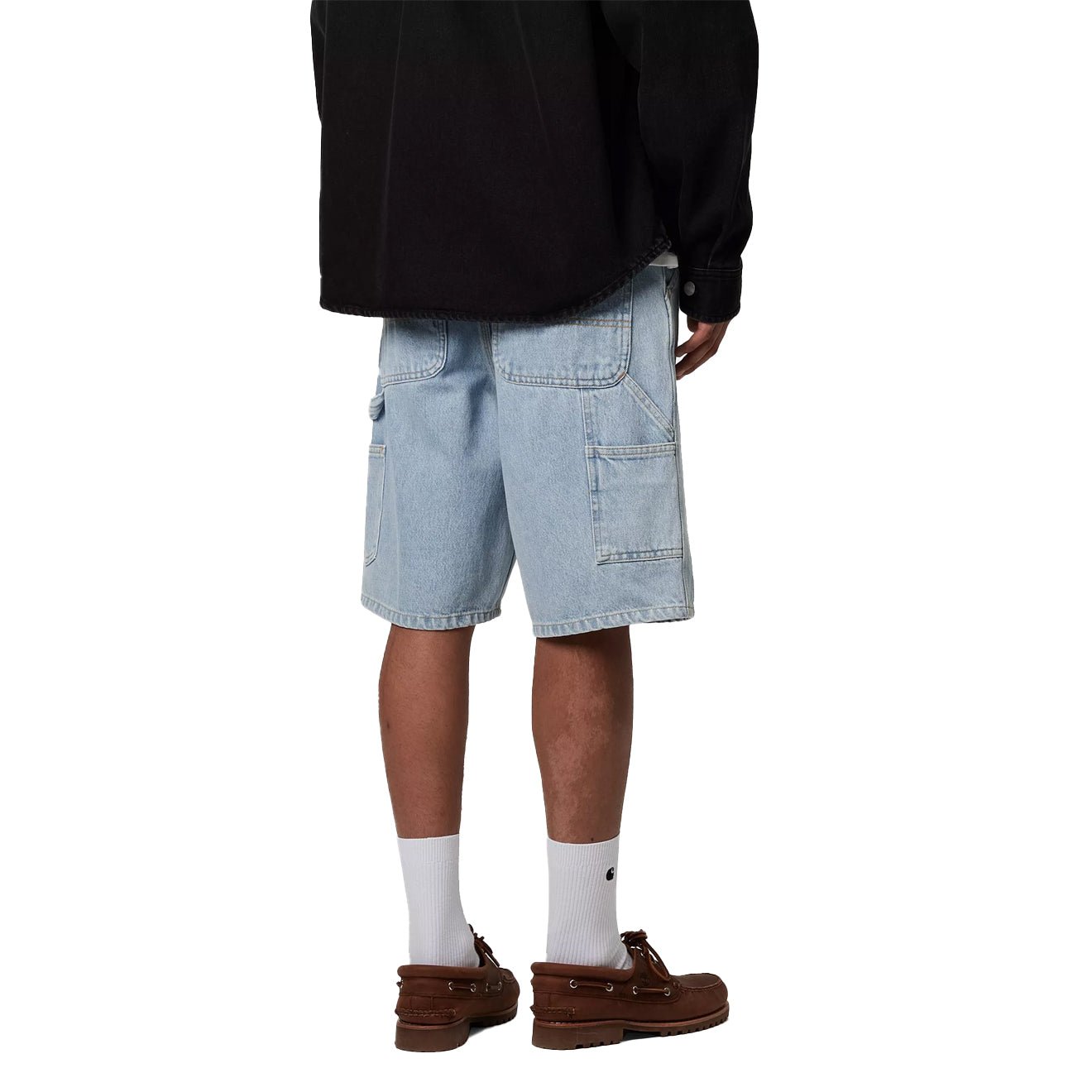 Carhartt WIP Single Knee Short Blue Heavy Stone Bleached - The Sporting Lodge