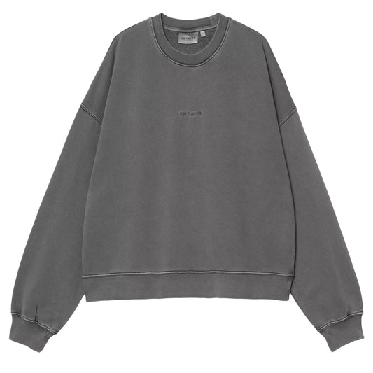 Carhartt WIP Womens Benton Sweat Black Garment Dyed - The Sporting Lodge