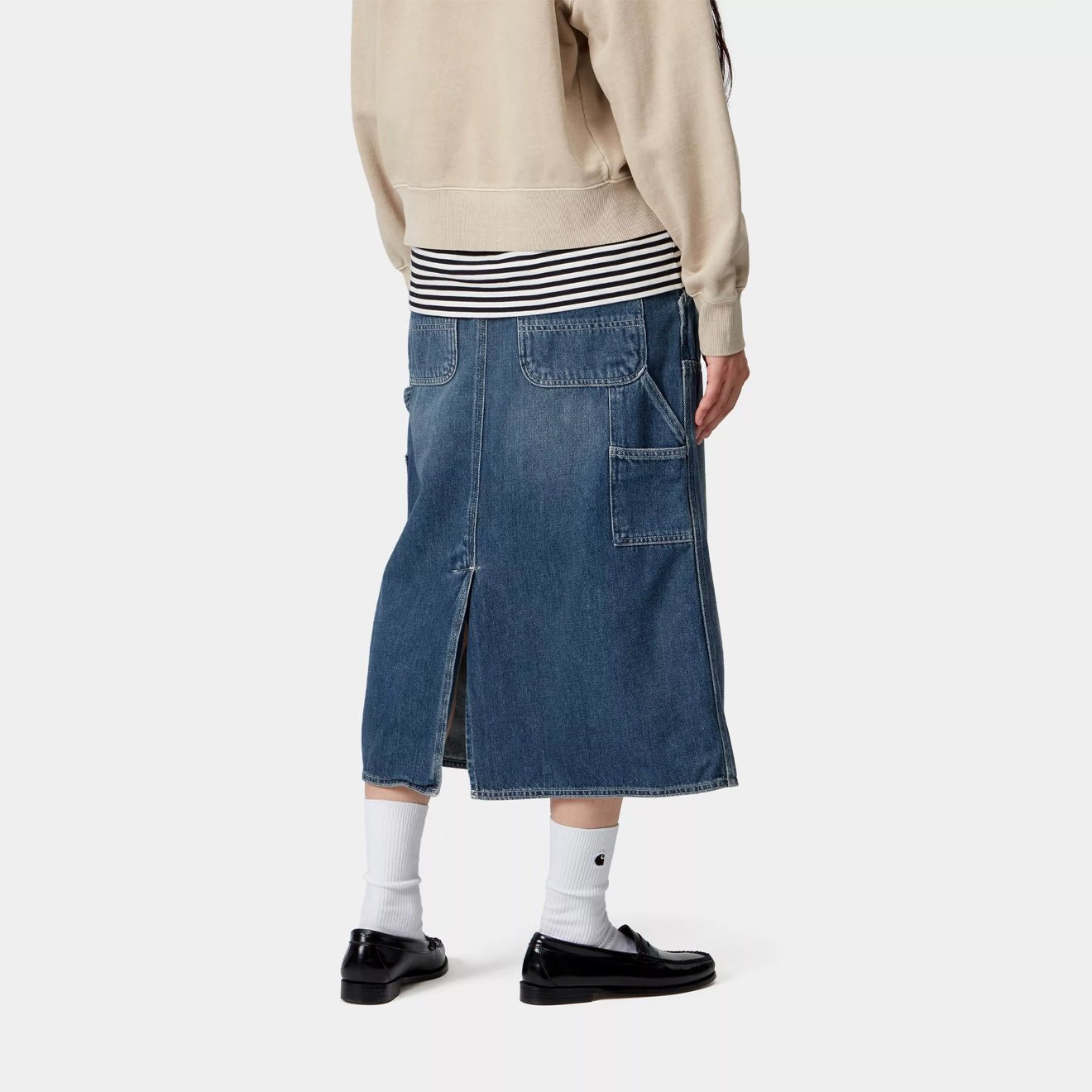Carhartt WIP Womens Double Knee Skirt Blue Dark Used Wash - The Sporting Lodge