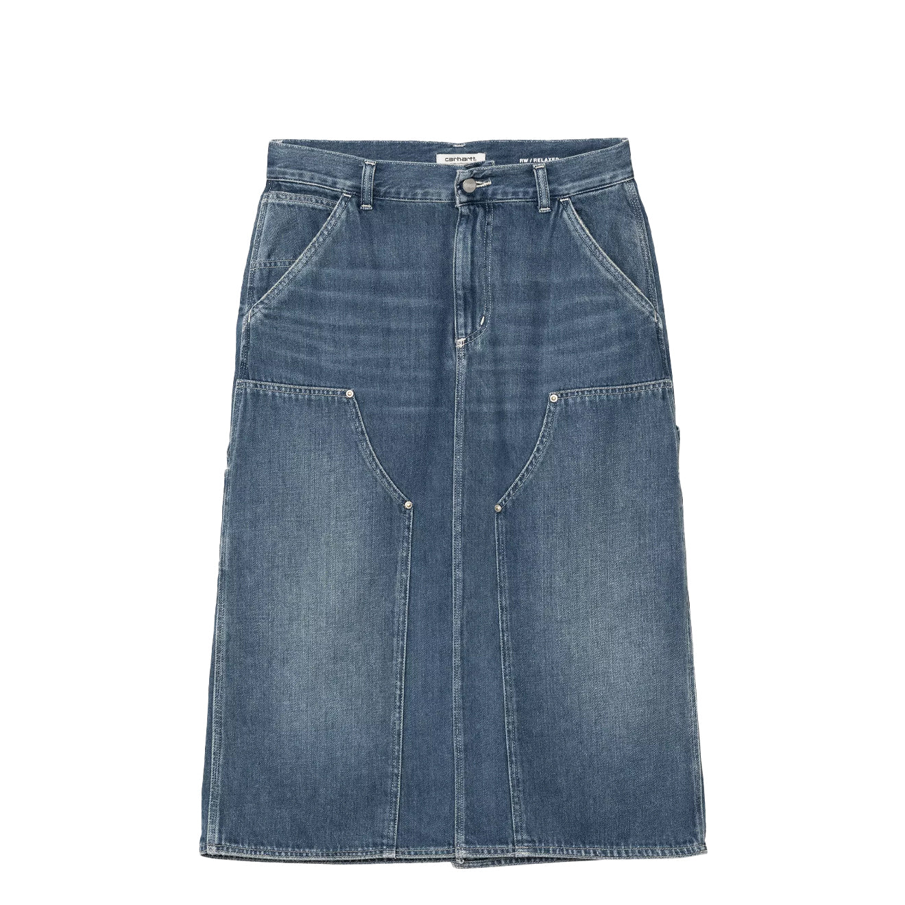 Carhartt WIP Womens Double Knee Skirt Blue Dark Used Wash