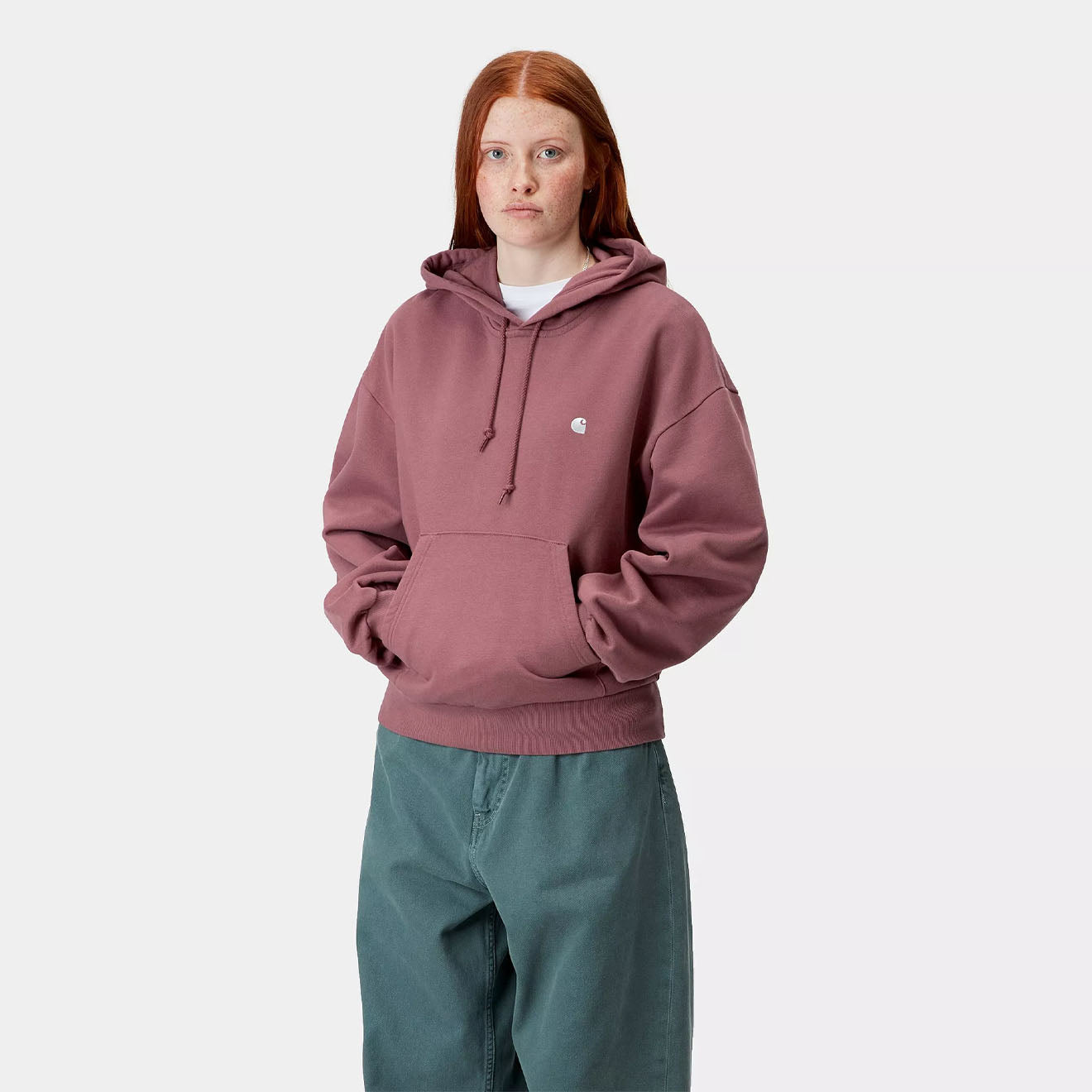 Carhartt WIP Womens Hooded Casey Sweatshirt Dusky Pink / Silver - The Sporting Lodge