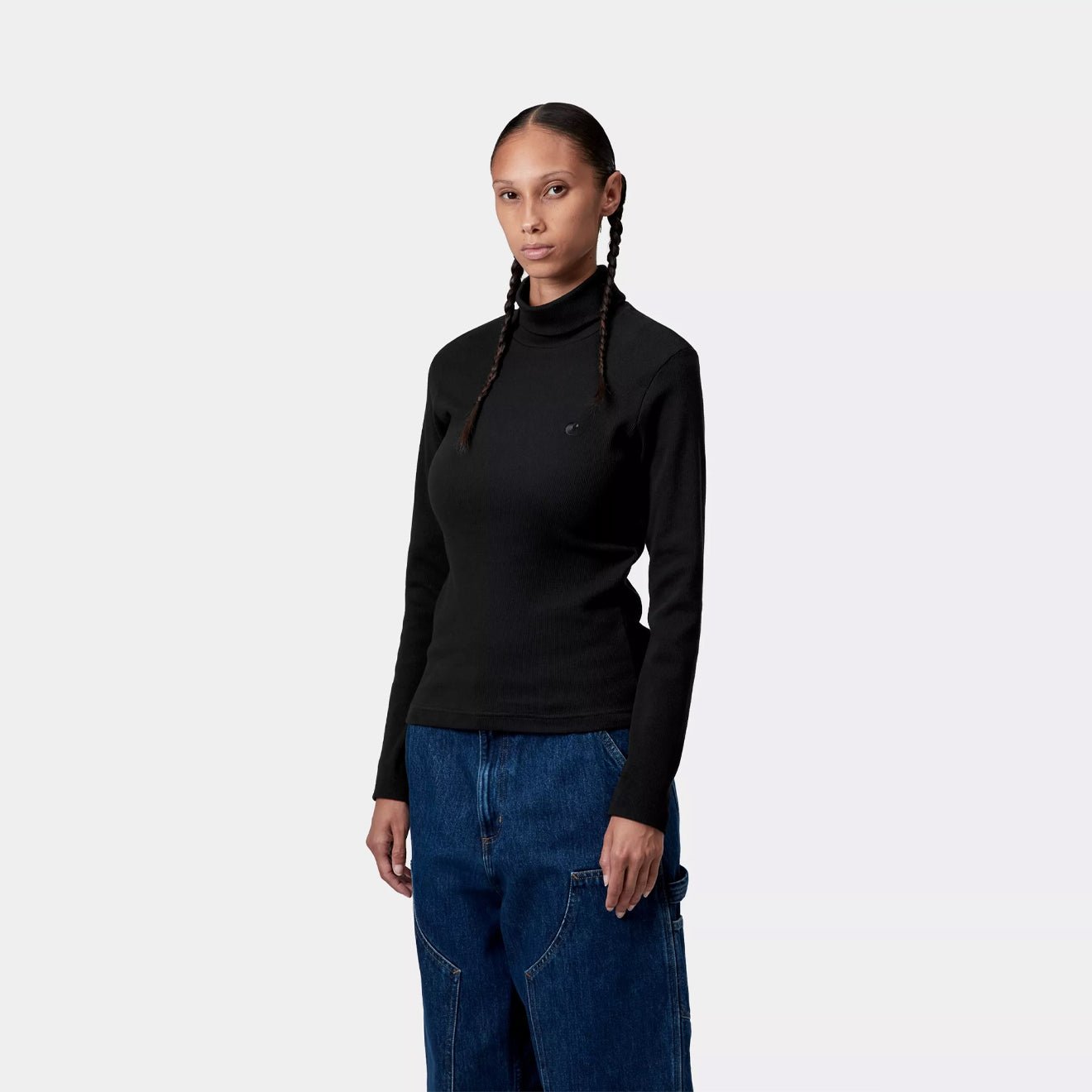 Carhartt WIP Womens L/S Philipa Mockneck T-Shirt Black - The Sporting Lodge