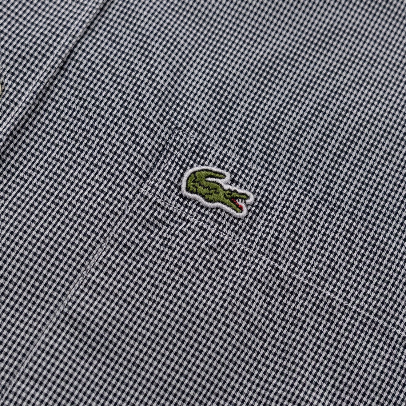 Lacoste Regular Fit Gingham Poplin Shirt White / Navy Blue - The Sporting Lodge