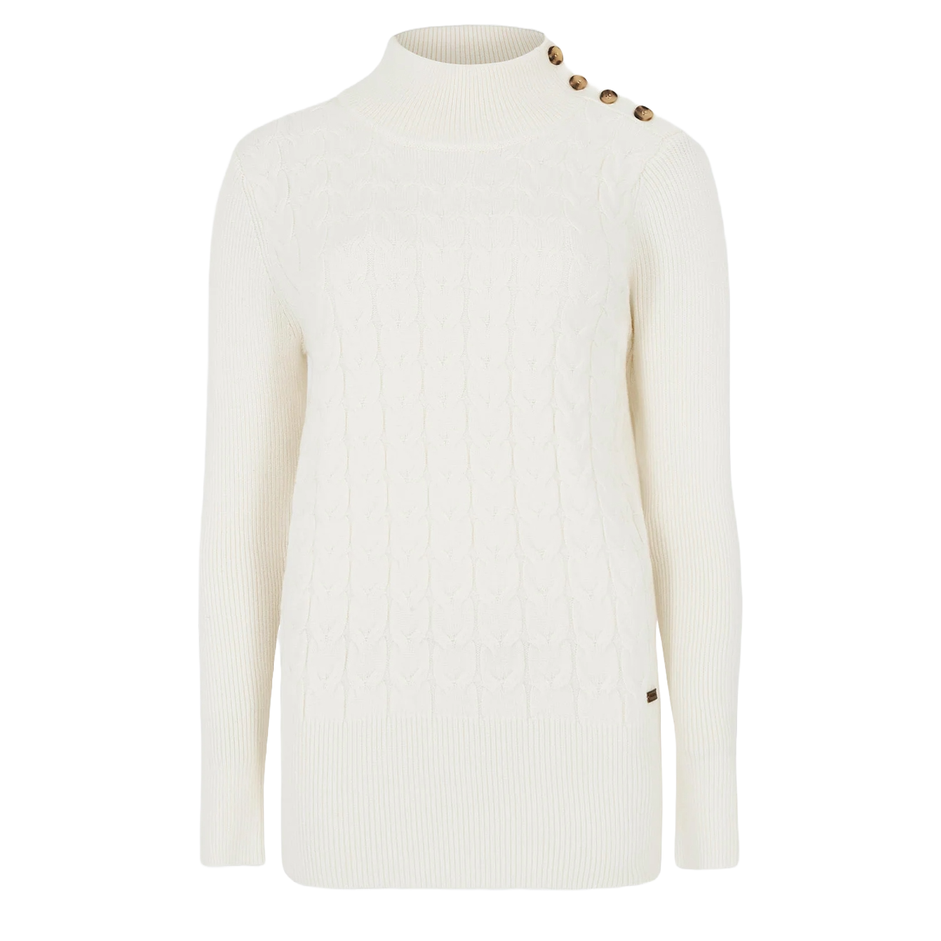 Dubarry Womens Claremont Cable Stitch Mock Neck Knit Chalk - The Sporting Lodge