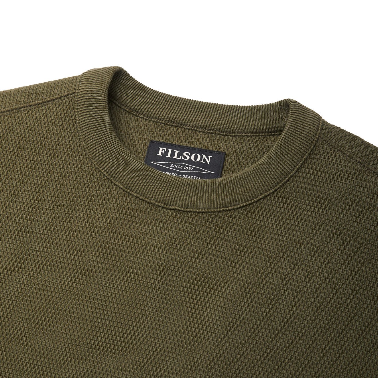 Filson Waffle Knit Thermal Crew Neck L/S Top Mossy Rock - The Sporting Lodge