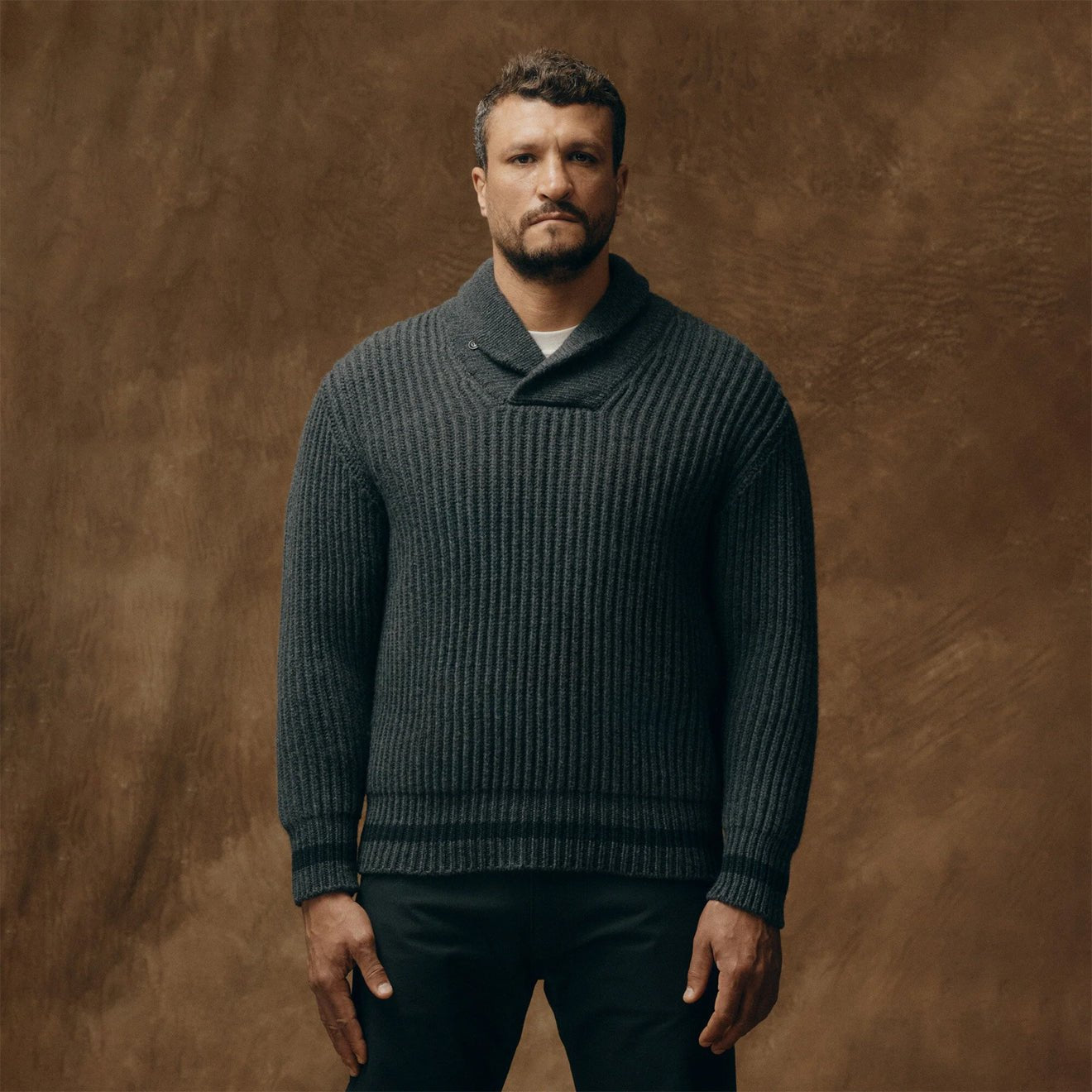 Filson Bristol Shawl Neck Sweater Gray Heather / Dark Charcoal - The Sporting Lodge