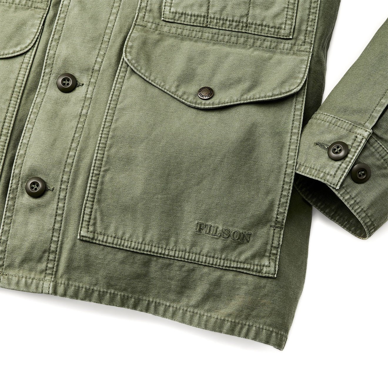 Filson Field Cruiser Jacket Reverse Sateen Washed Fatigue Green