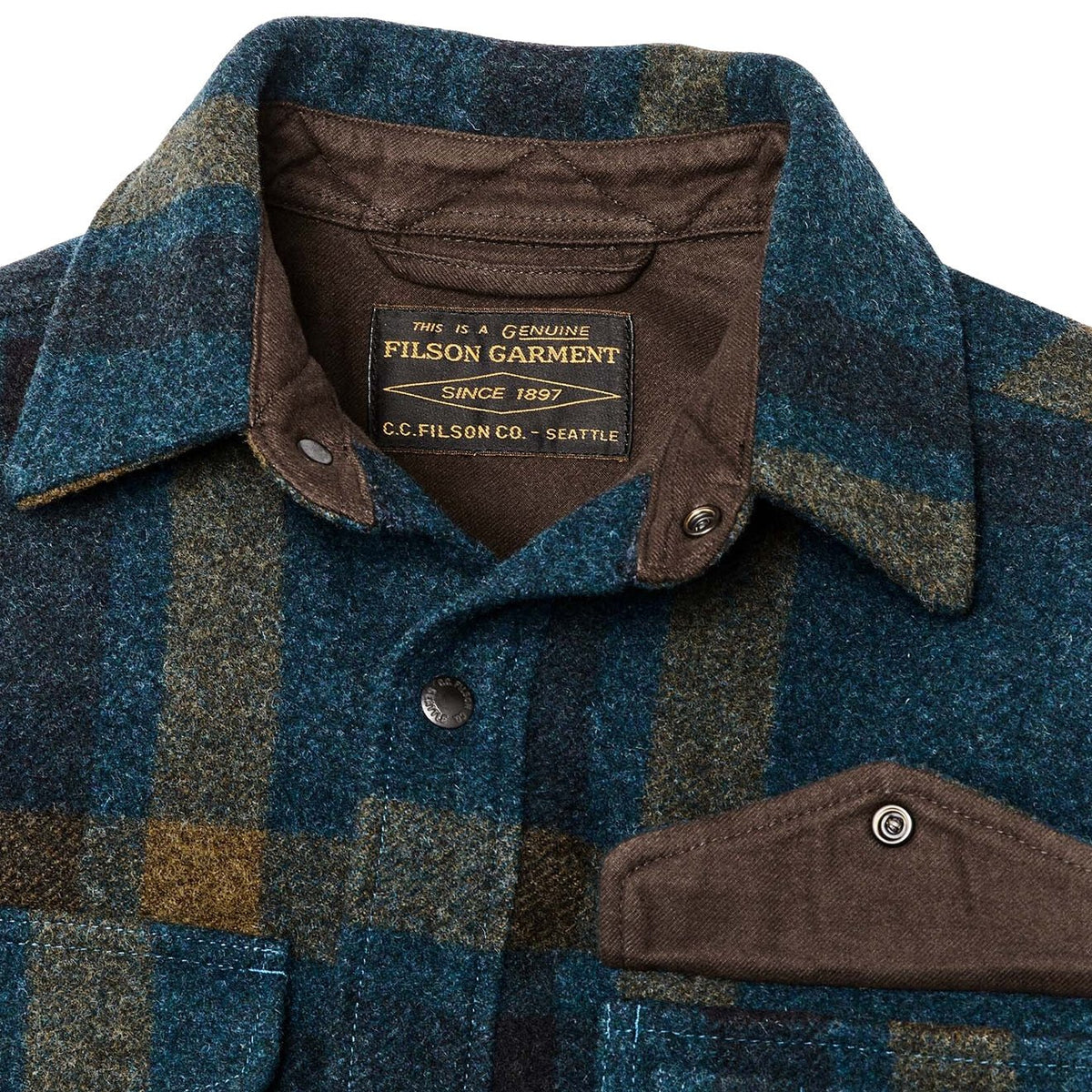 Filson Lined Mackinaw Jac-Shirt Teal / Ochre Plaid - The Sporting Lodge