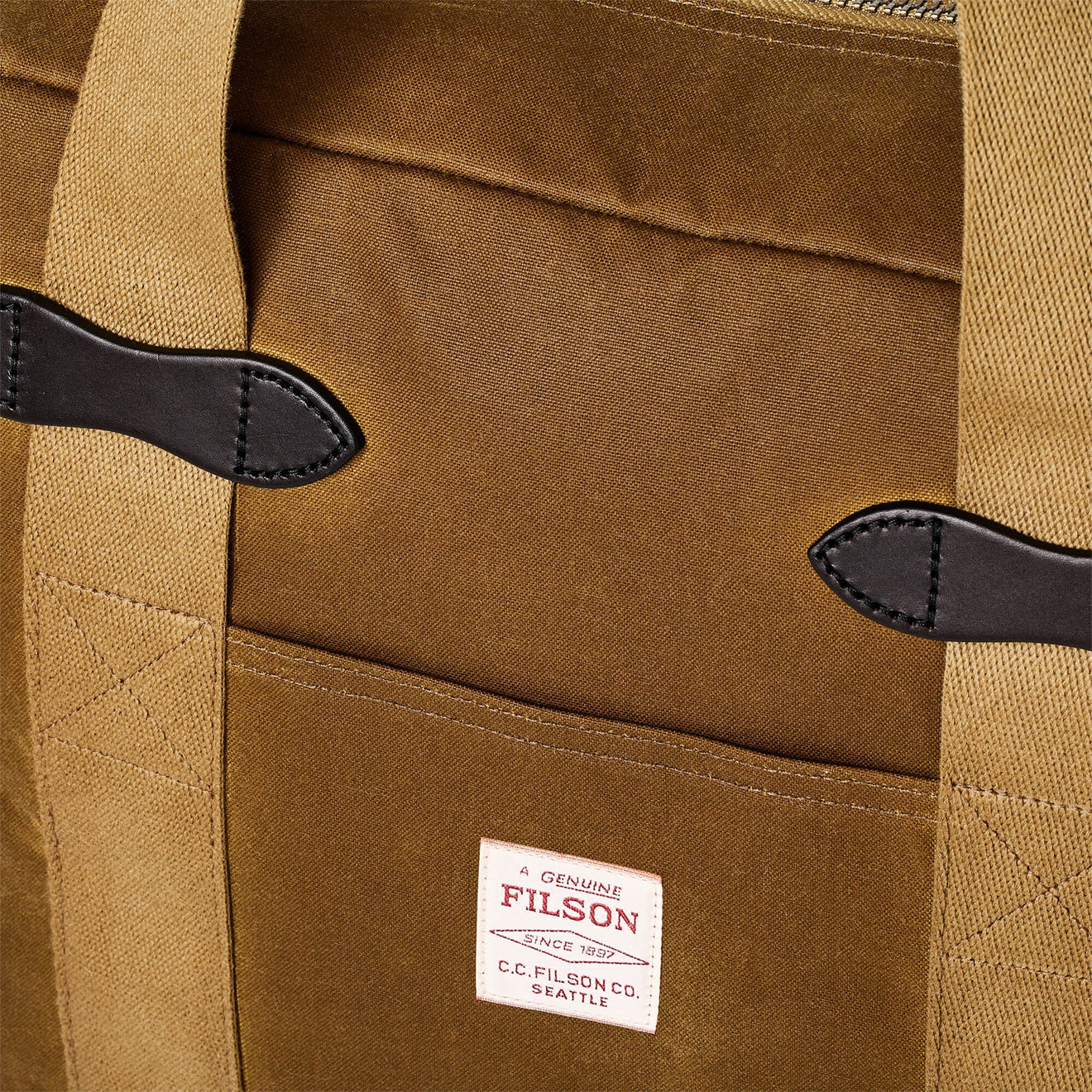 Filson Tin Cloth Tote Bag With Zipper Dark Tan - The Sporting Lodge