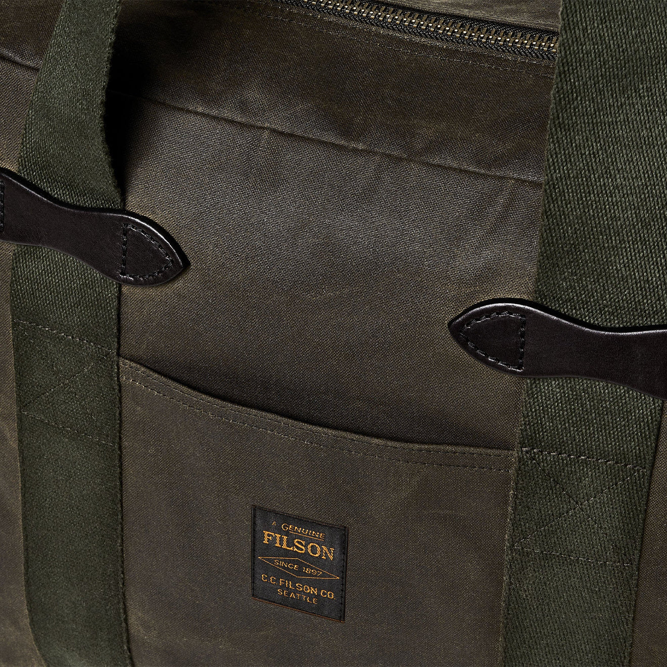 Filson Tin Cloth Tote Bag With Zipper Otter Green - The Sporting Lodge