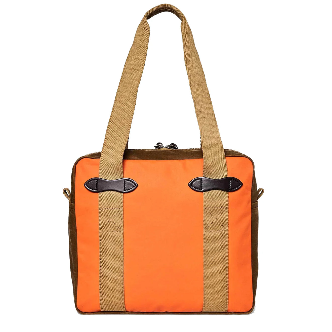 Filson Tin Cloth Tote Bag With Zipper Dark Tan / Flame