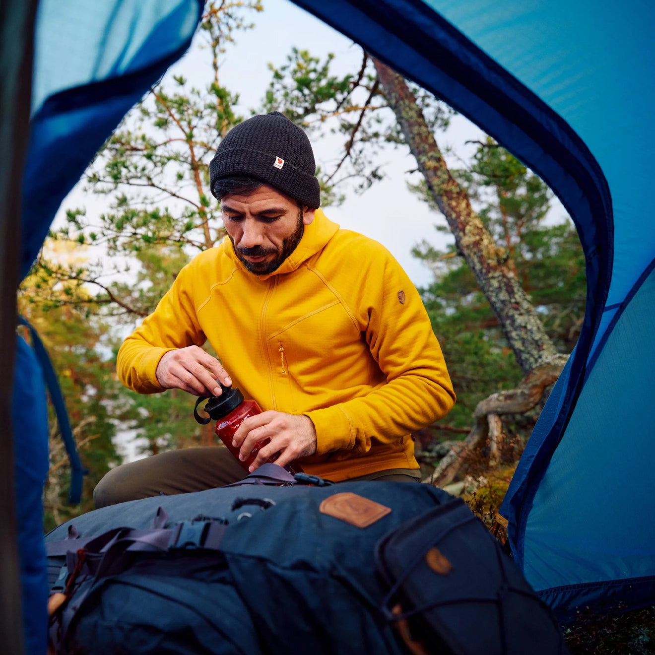 Fjallraven Abisko Grid Fleece Hoodie Black - The Sporting Lodge