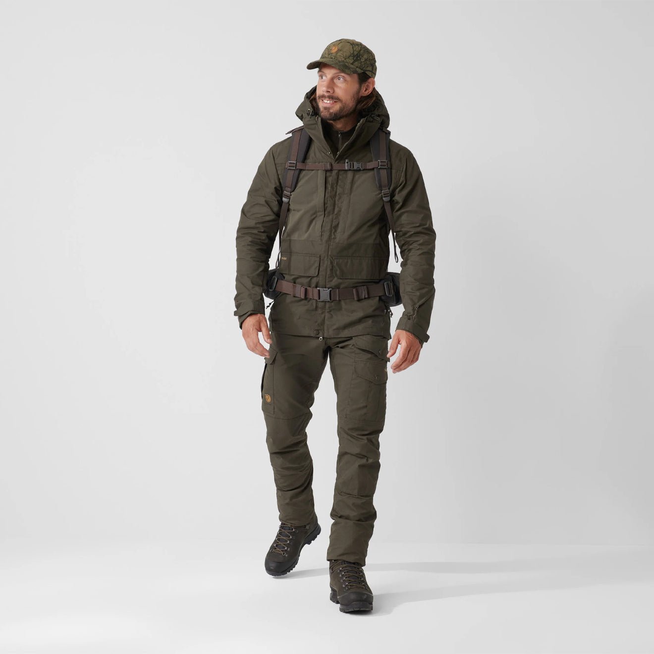 Fjallraven Lappland Hybrid Jacket Orange Multi Camo-Deep Forest - The Sporting Lodge