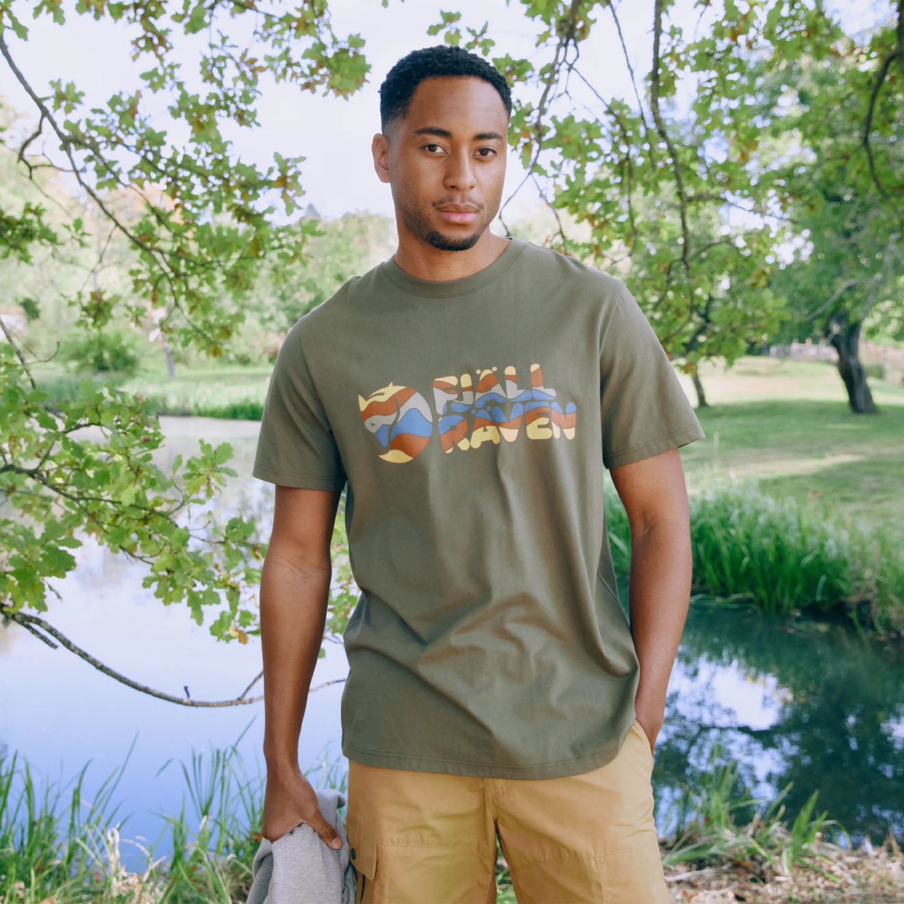 Fjallraven Multicolor Logo T-shirt Laurel Green - The Sporting Lodge