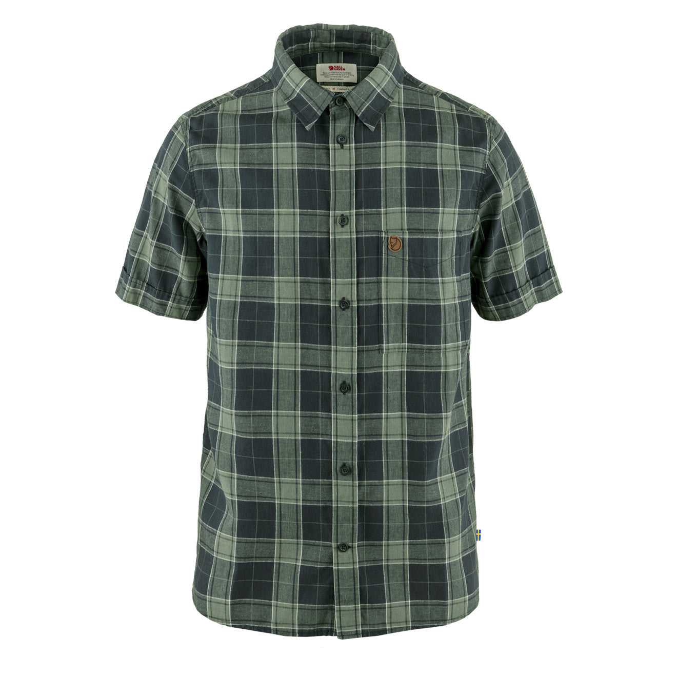 Fjallraven Ovik Travel Shirt SS Dark Navy / Patina Green - The Sporting Lodge