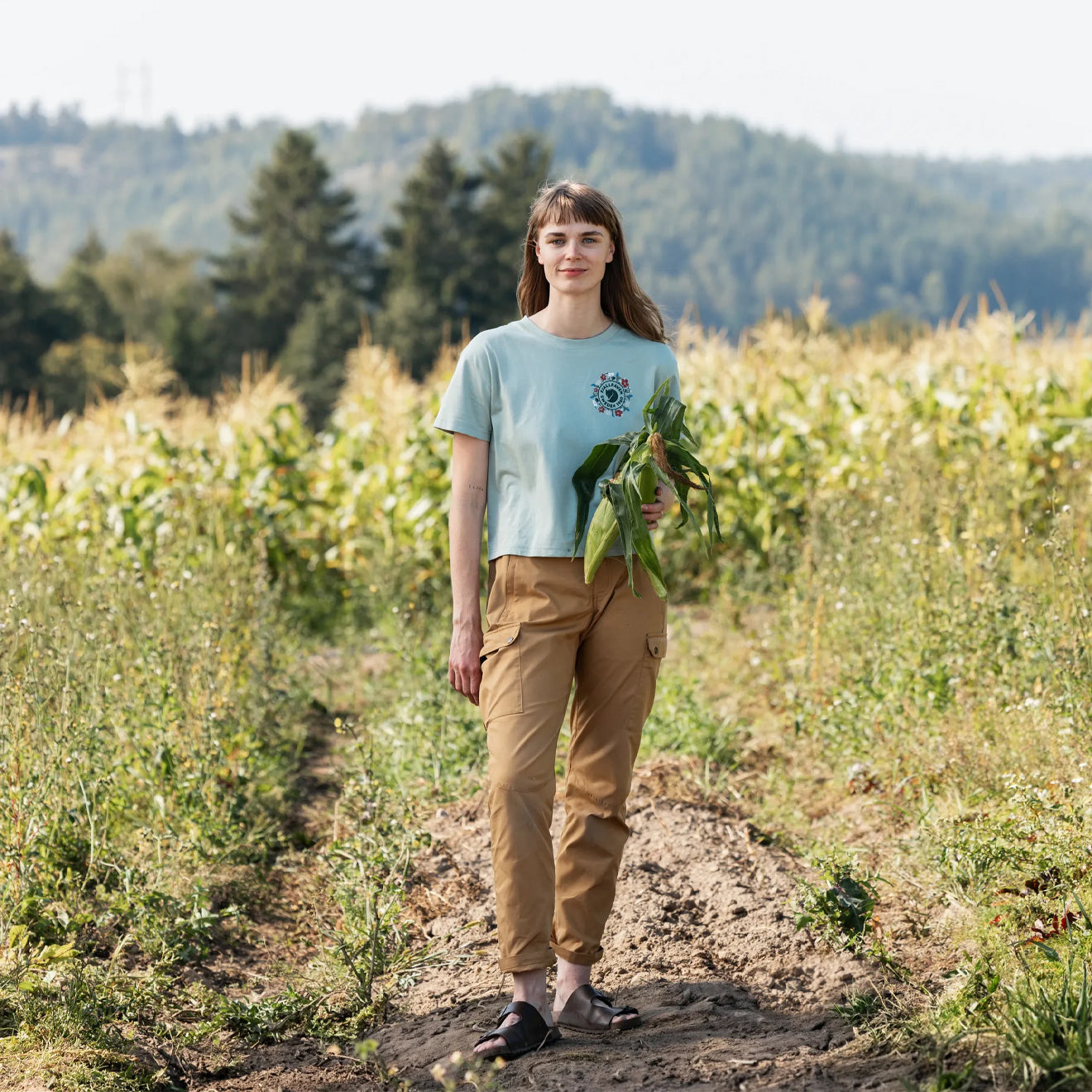 Fjallraven Womens Fjallblomster Logo T-shirt Misty Green - The Sporting Lodge