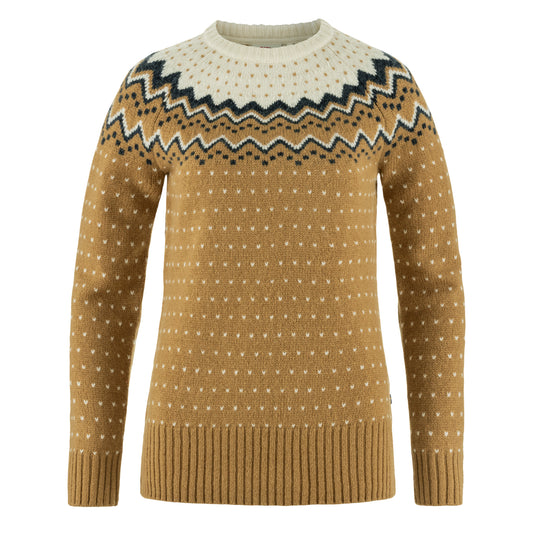 Fjallraven Womens Ovik Knit Sweater Buckwheat Brown / Chalk White - The Sporting Lodge