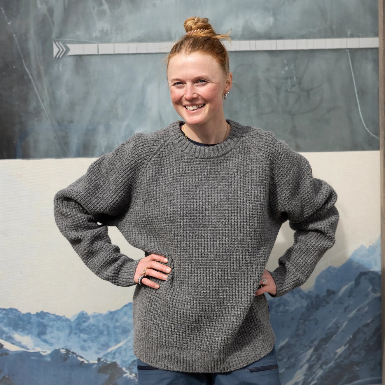 Fjallraven Womens Ovik Waffle Knit Navy - The Sporting Lodge