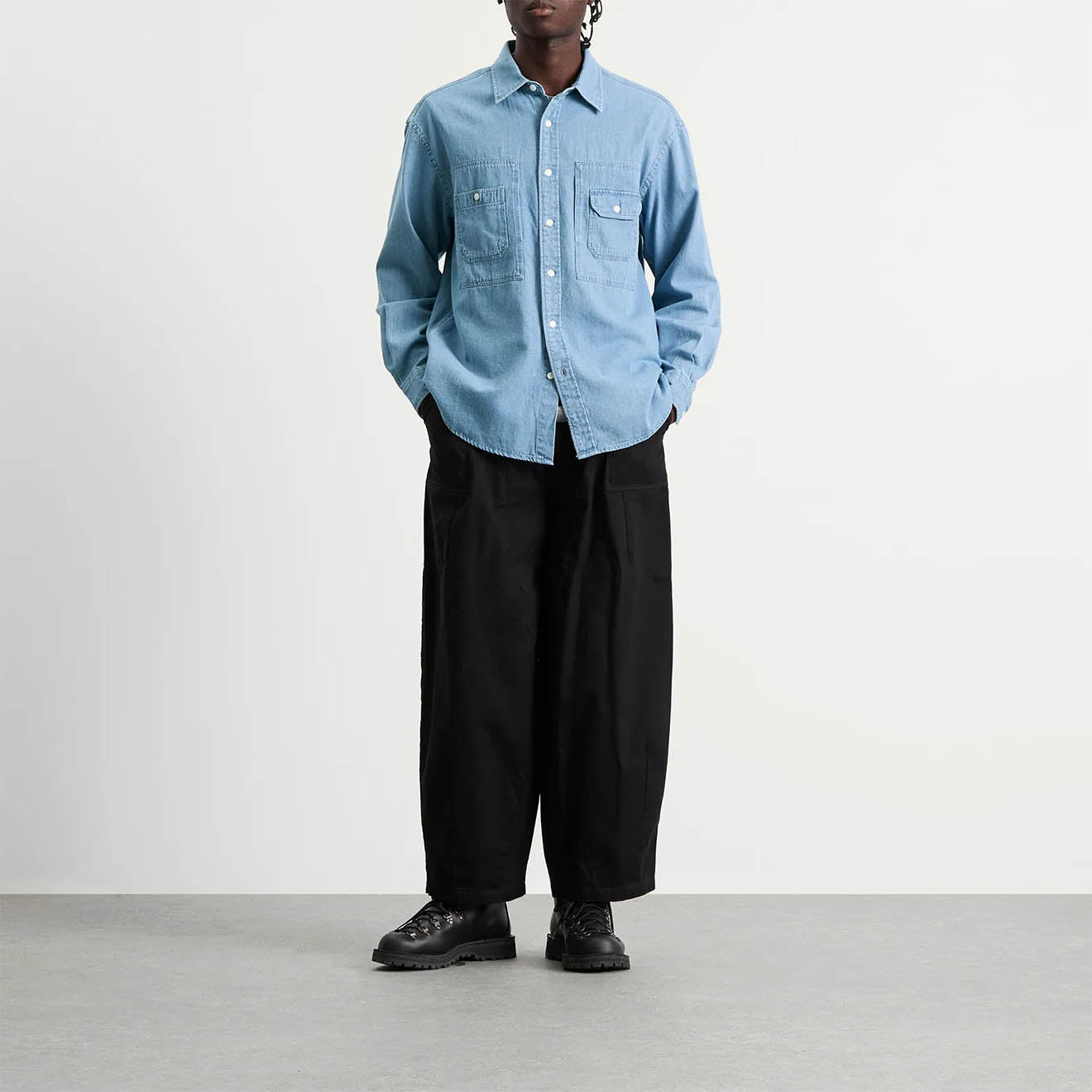 Frizmworks Bleach Denim Utility Shirt Mid Blue