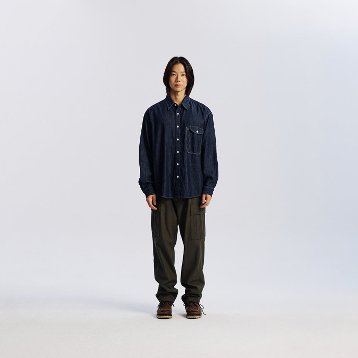 Frizmworks Utility Flap Pocket Denim Work Shirt Indigo