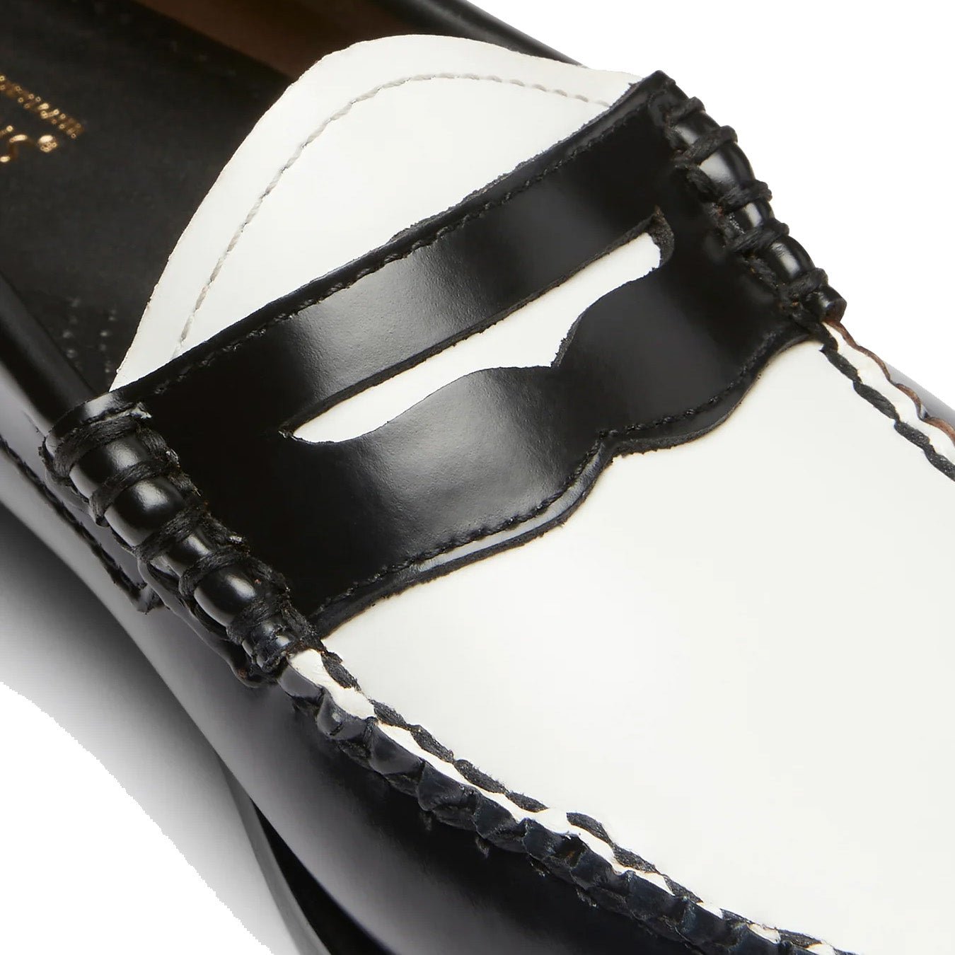 G.H.Bass Womens Bass Weejun Penny Loafer Black & White Leather - The Sporting Lodge