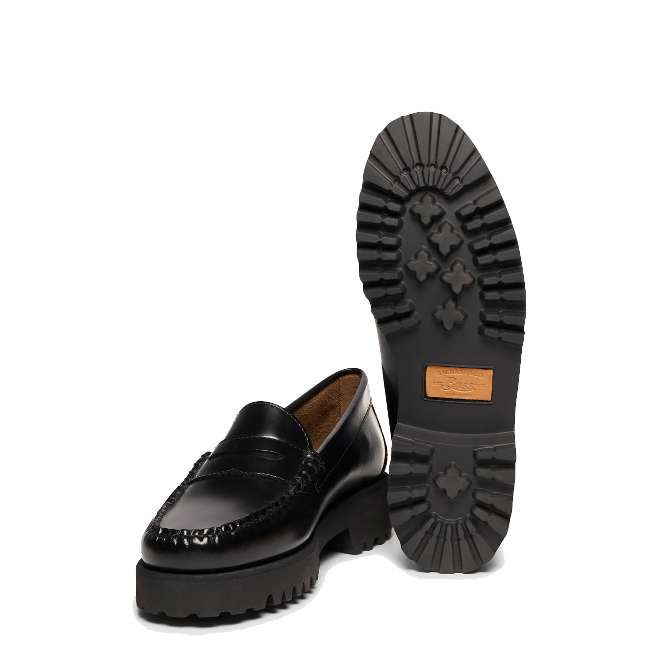 G.H.Bass Womens Weejuns 90s Penny Loafers Black Leather - The Sporting Lodge