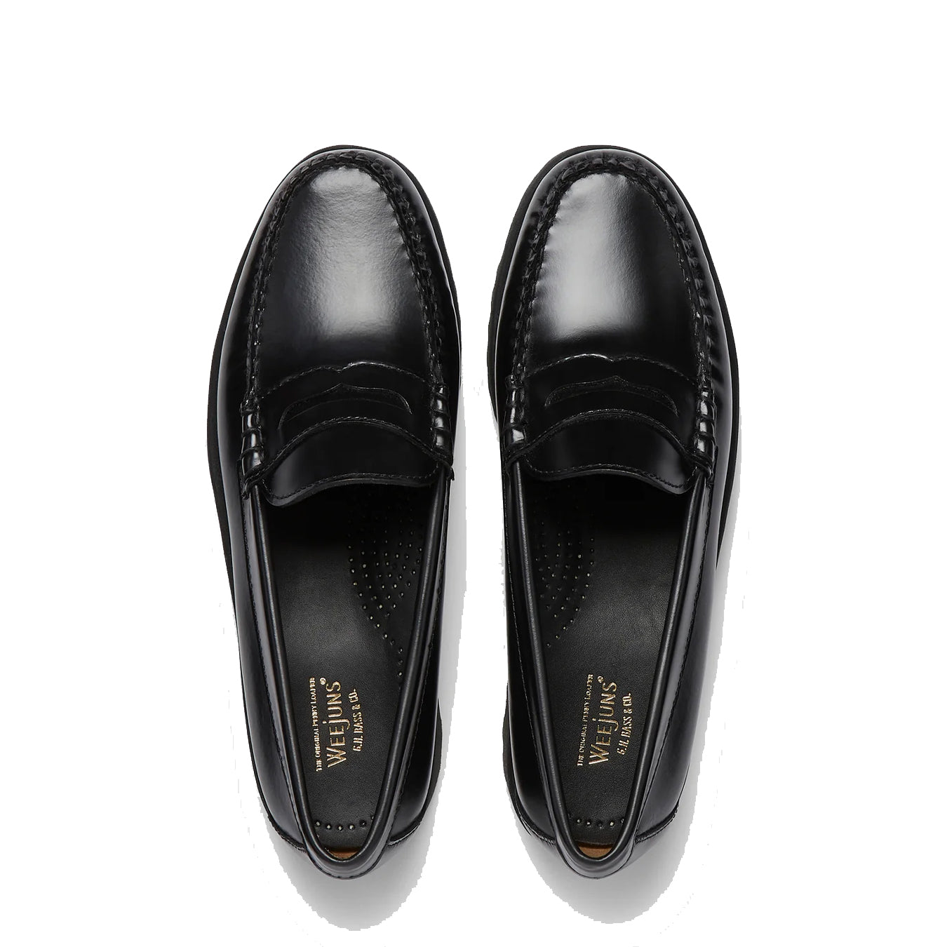 G.H.Bass Womens Weejuns 90s Penny Loafers Black Leather - The Sporting Lodge
