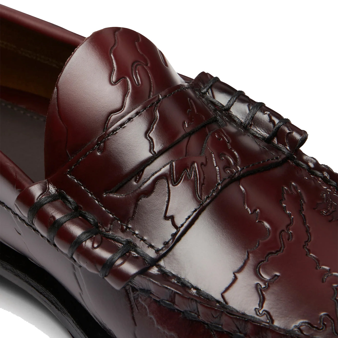 G.H.Bass x Maharishi Larson Penny Loafers Wine Embossed Leather - The Sporting Lodge