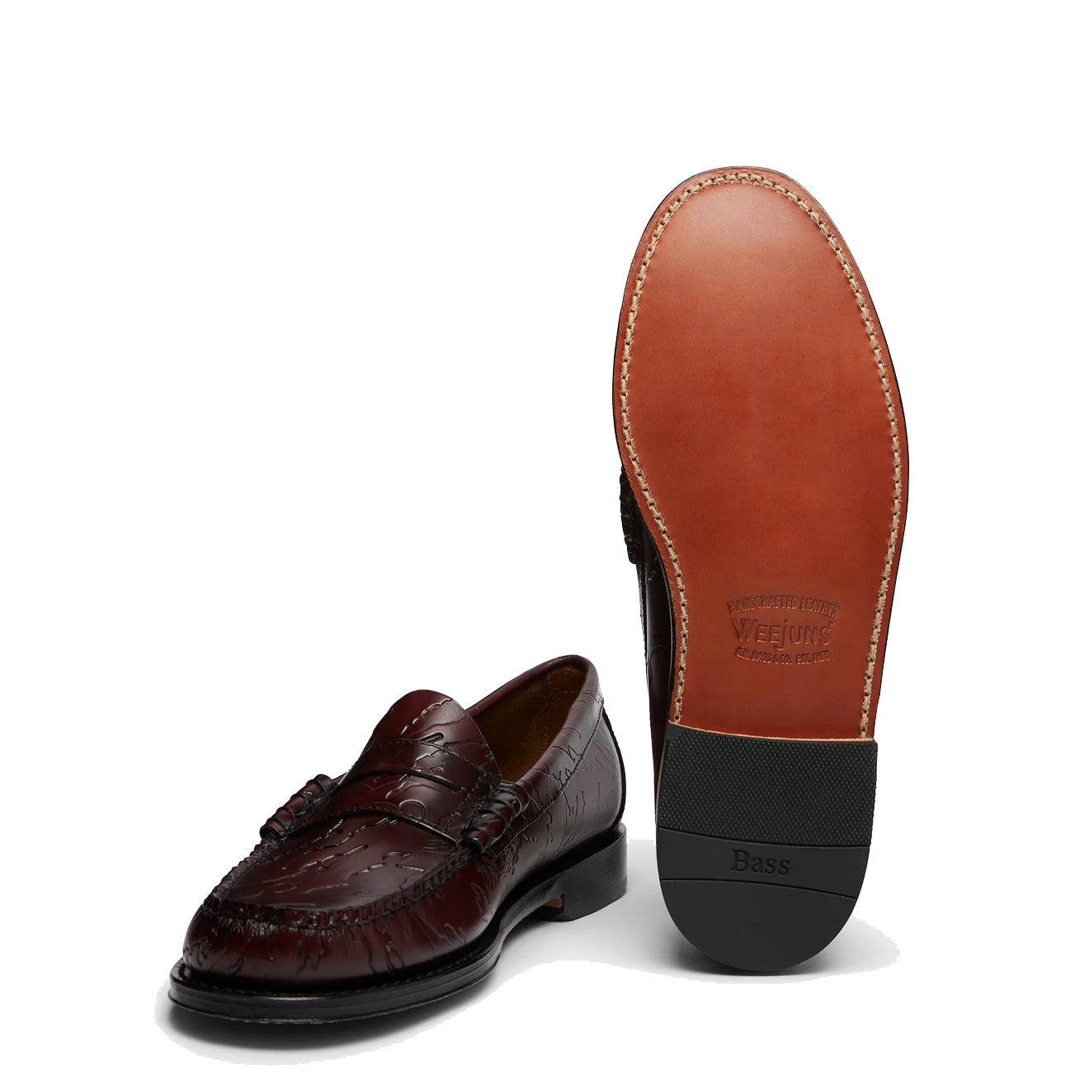 G.H.Bass x Maharishi Larson Penny Loafers Wine Embossed Leather - The Sporting Lodge