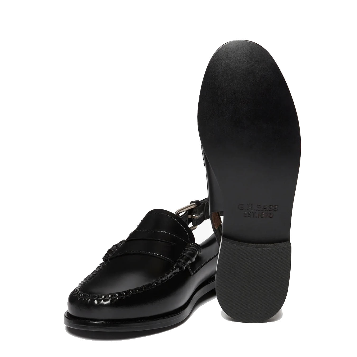 G.H Bass Womens Weejun Penny Sling Black Leather - The Sporting Lodge