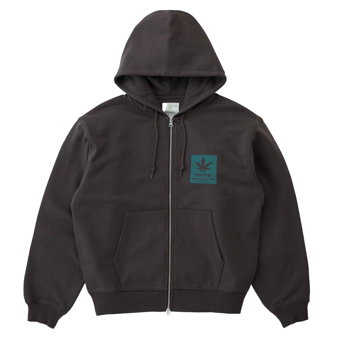 Gramicci Hemp Zip Hooded Sweatshirt Deep Brown