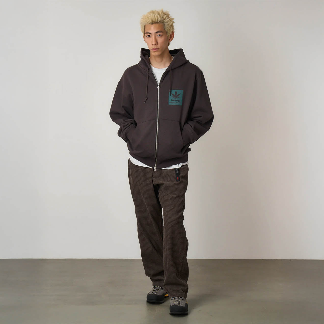 Gramicci Hemp Zip Hooded Sweatshirt Deep Brown