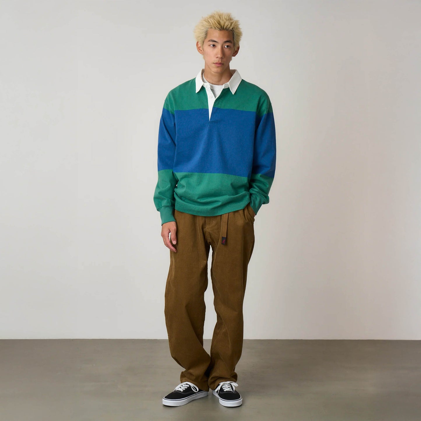 Gramicci Langdon Rugby Shirt Cerulean / Emerald - The Sporting Lodge