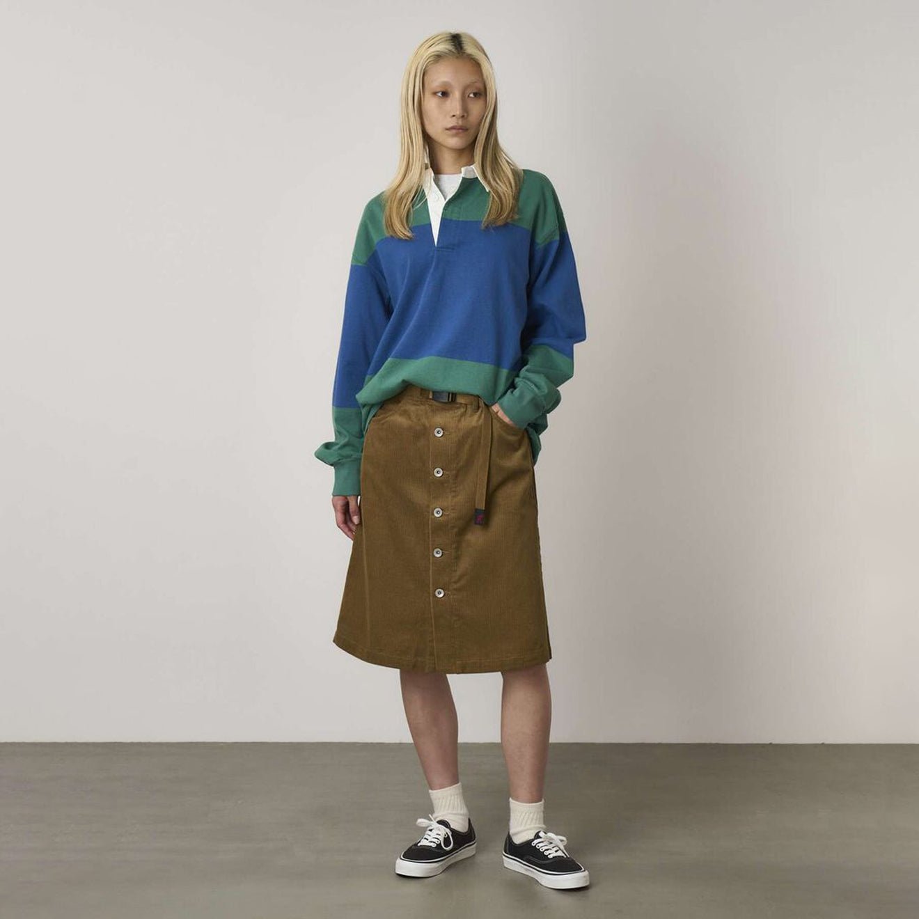 Gramicci Womens Buttoned Down Midi Skirt Camel - The Sporting Lodge