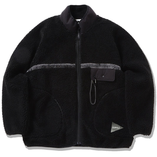 Gramicci x And Wander JQ Tape Fleece Jacket Black - The Sporting Lodge