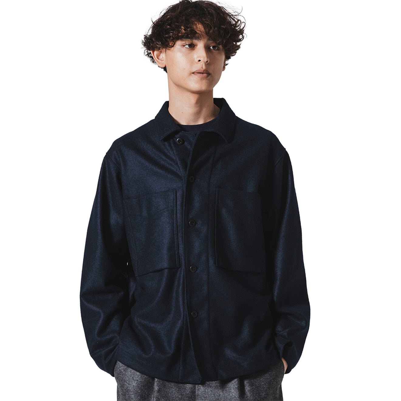 Jackman Comp Wool BB Overshirt Jacket Navy - The Sporting Lodge