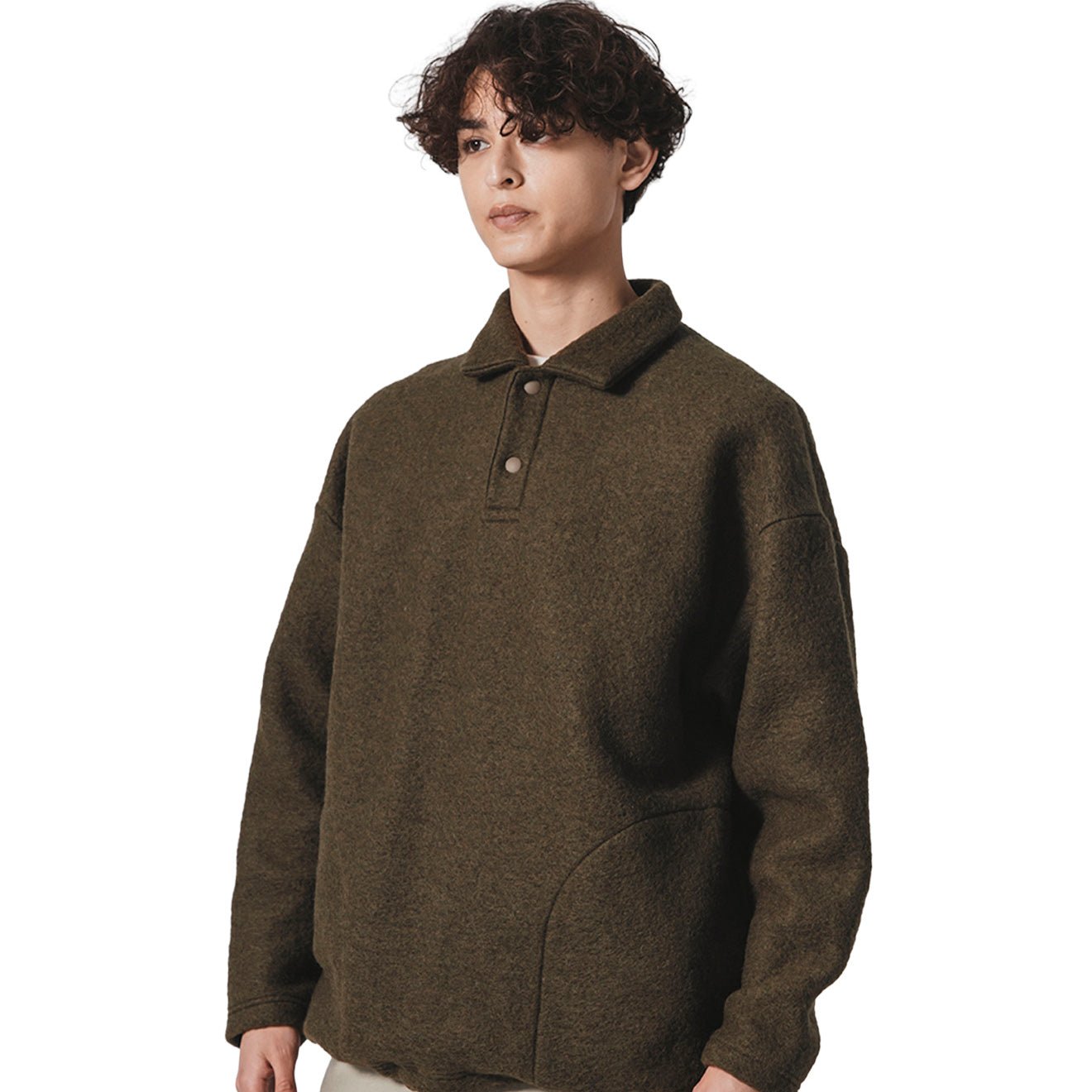 Jackman Wool HIMO Polo Knit Olive - The Sporting Lodge