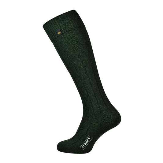 James Purdey Long Plain Colour Shooting Sock Forest Green - The Sporting Lodge