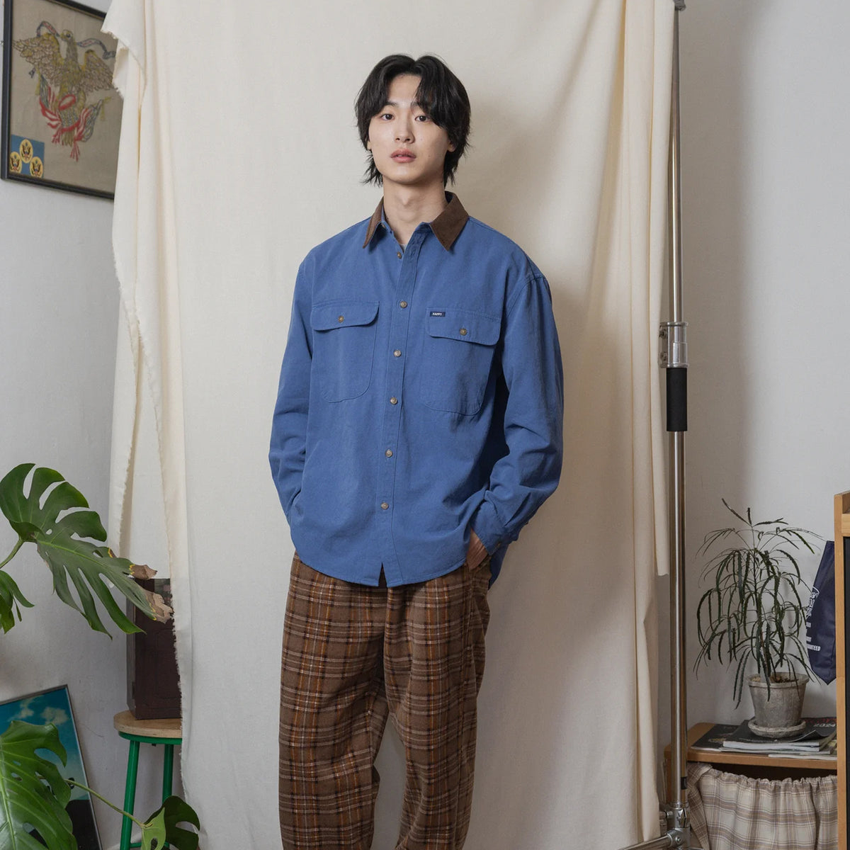 Kappy Canvas Work Shirt Jacket Blue