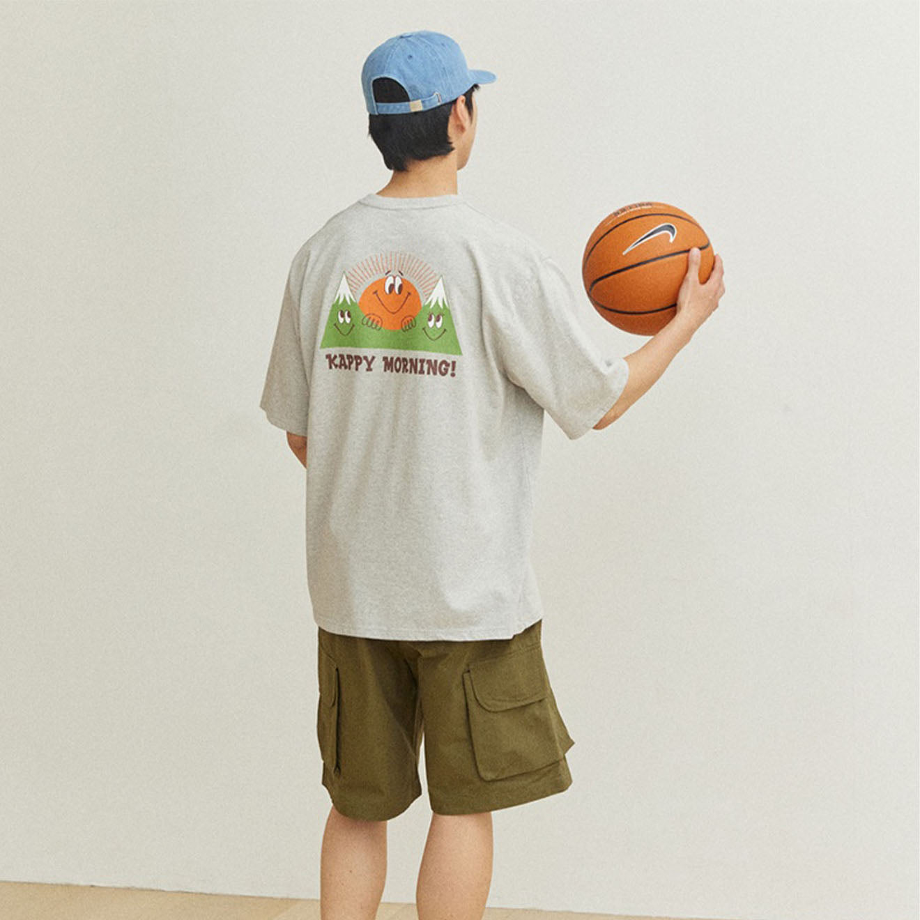 Kappy Kappy Morning Half T-Shirt Toru Fukuda Edition Melange Gray - The Sporting Lodge