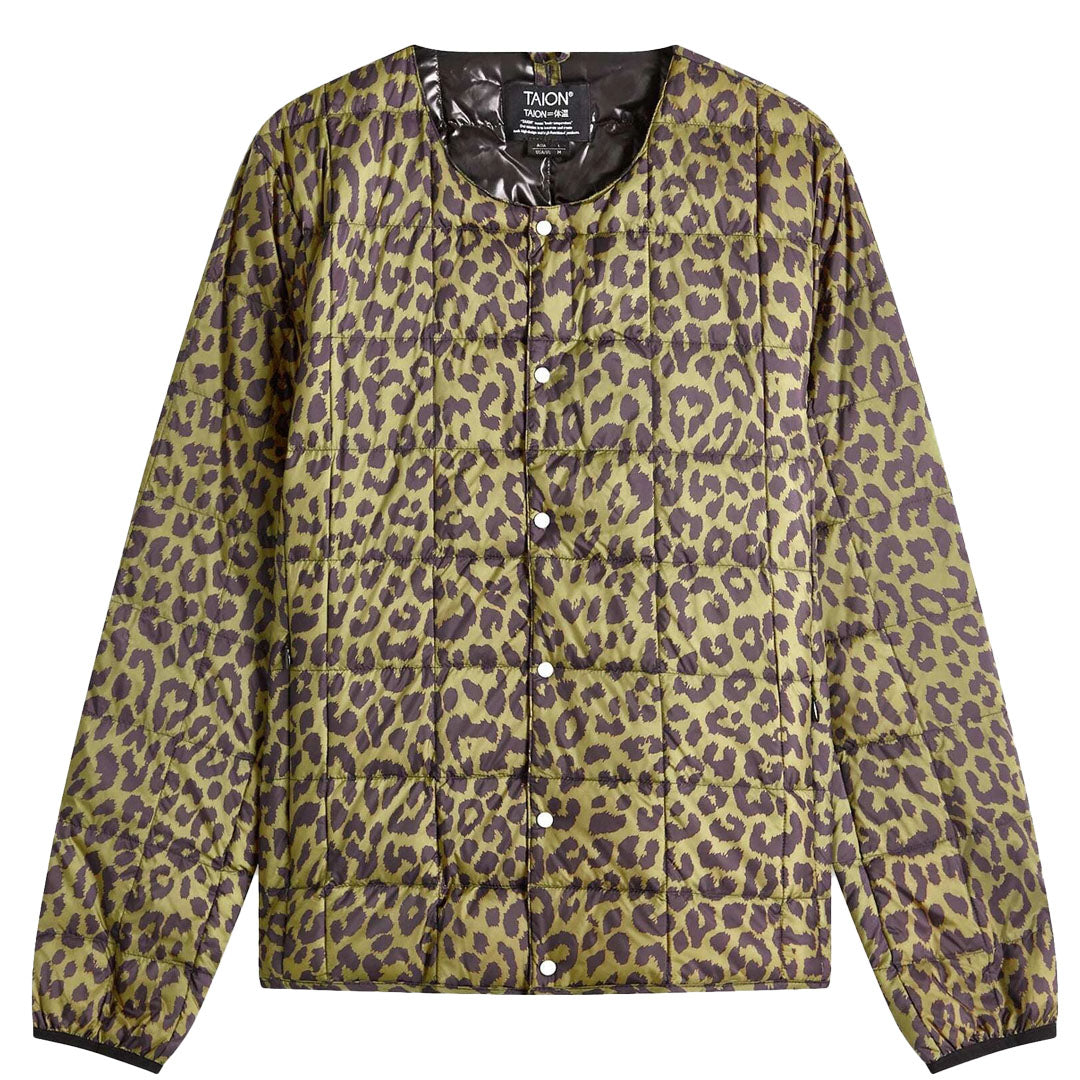 Taion Womens Crew Neck Button Down Jacket Leopard - The Sporting Lodge