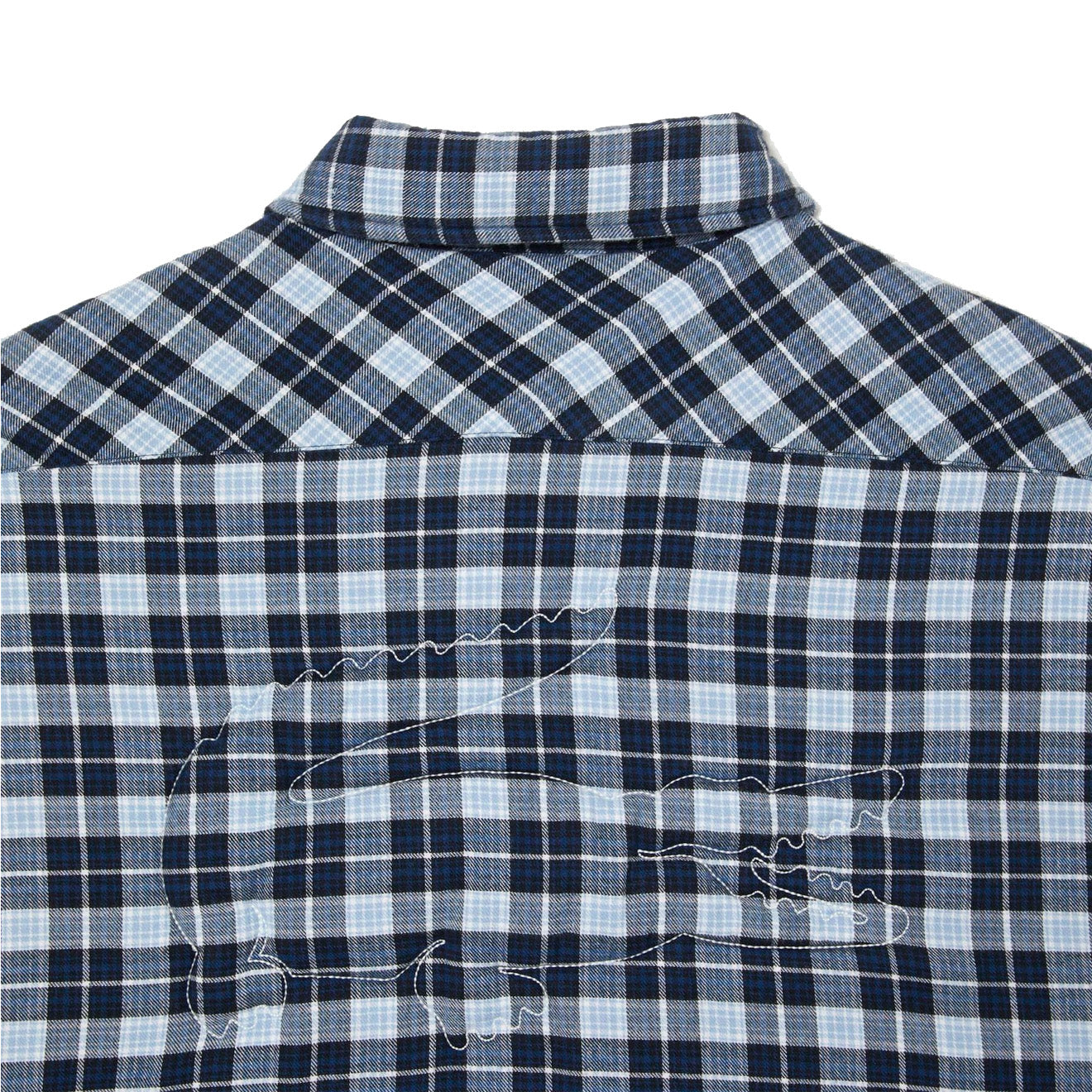 Lacoste Checked Overshirt with Quilted Lining Navy Blue / White-2