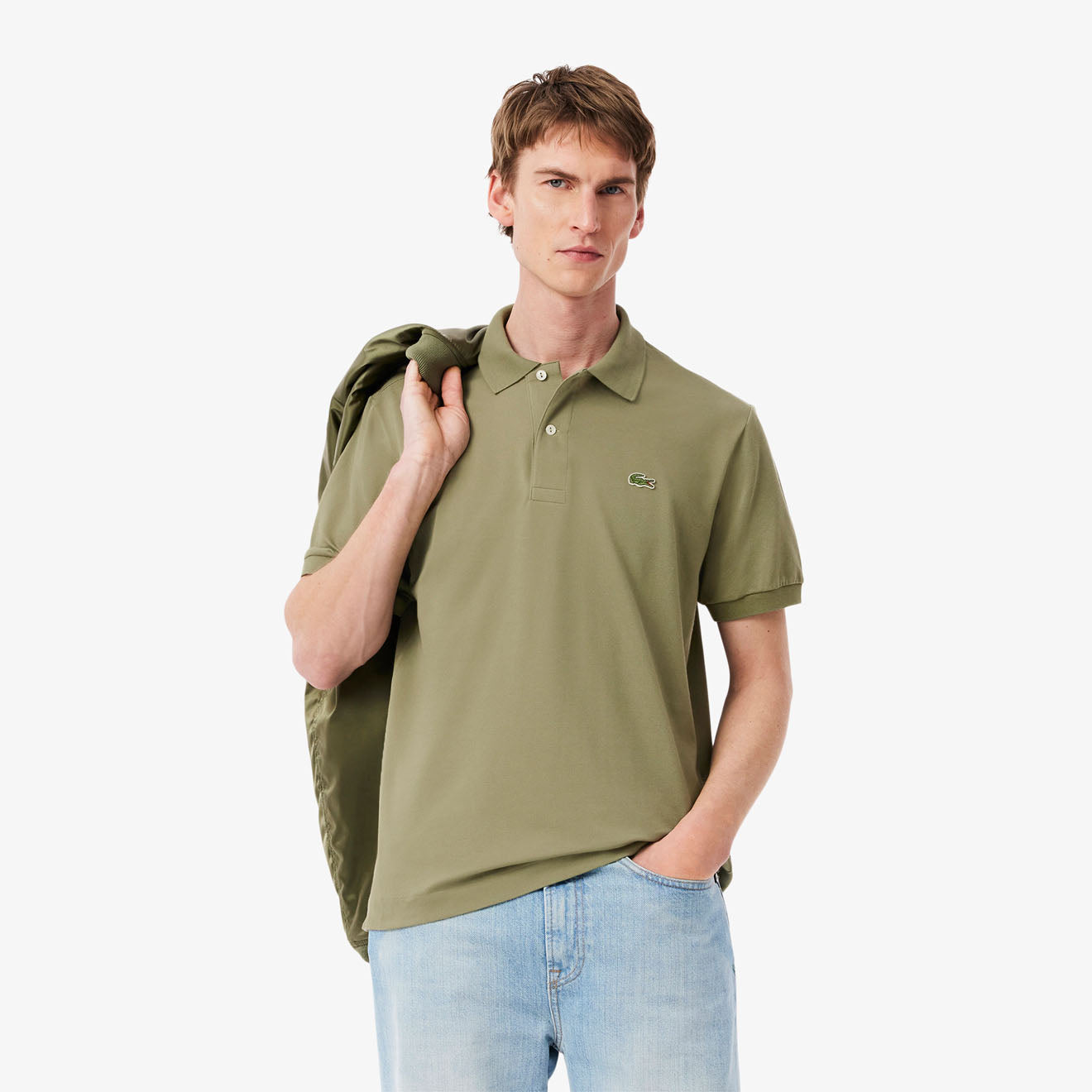 Lacoste Classic Fit L. 12. 12 Original Pique Polo Shirt Khaki - The Sporting Lodge