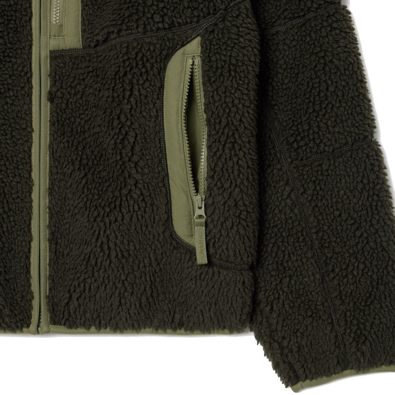 Lacoste Colourblock Fleece Zip - Up Jacket Khaki Green - The Sporting Lodge