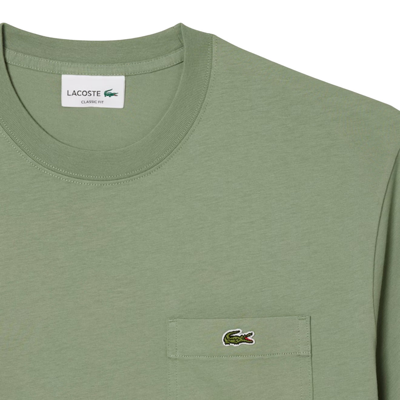 Lacoste Cotton T-Shirt with Breast Pocket Green