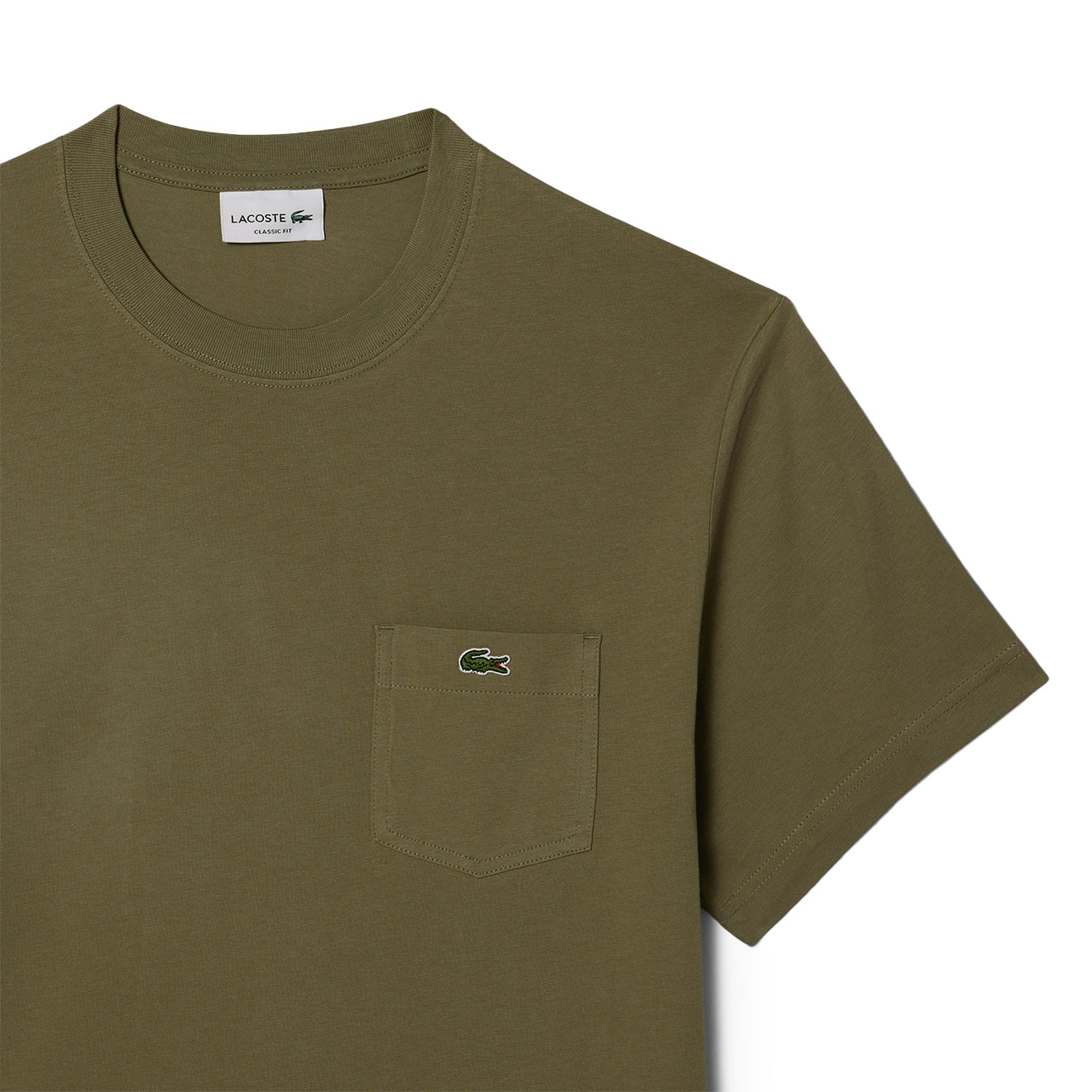 Lacoste Cotton T-Shirt with Breast Pocket Khaki - The Sporting Lodge