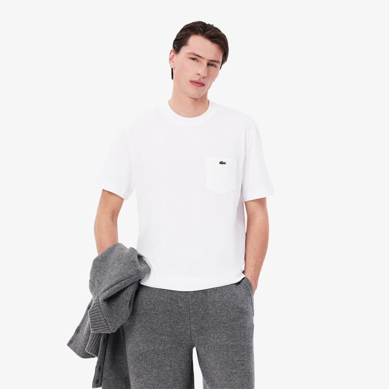 Lacoste Cotton T-Shirt with Breast Pocket White - The Sporting Lodge