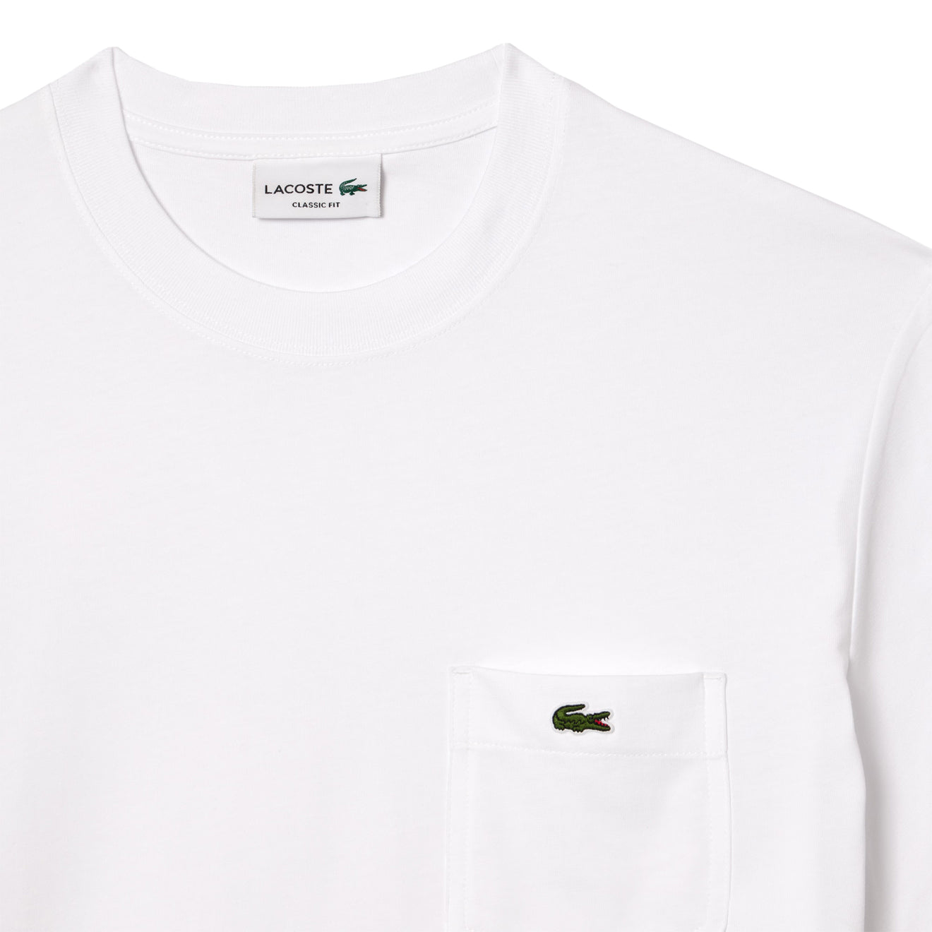 Lacoste Cotton T-Shirt with Breast Pocket White - The Sporting Lodge