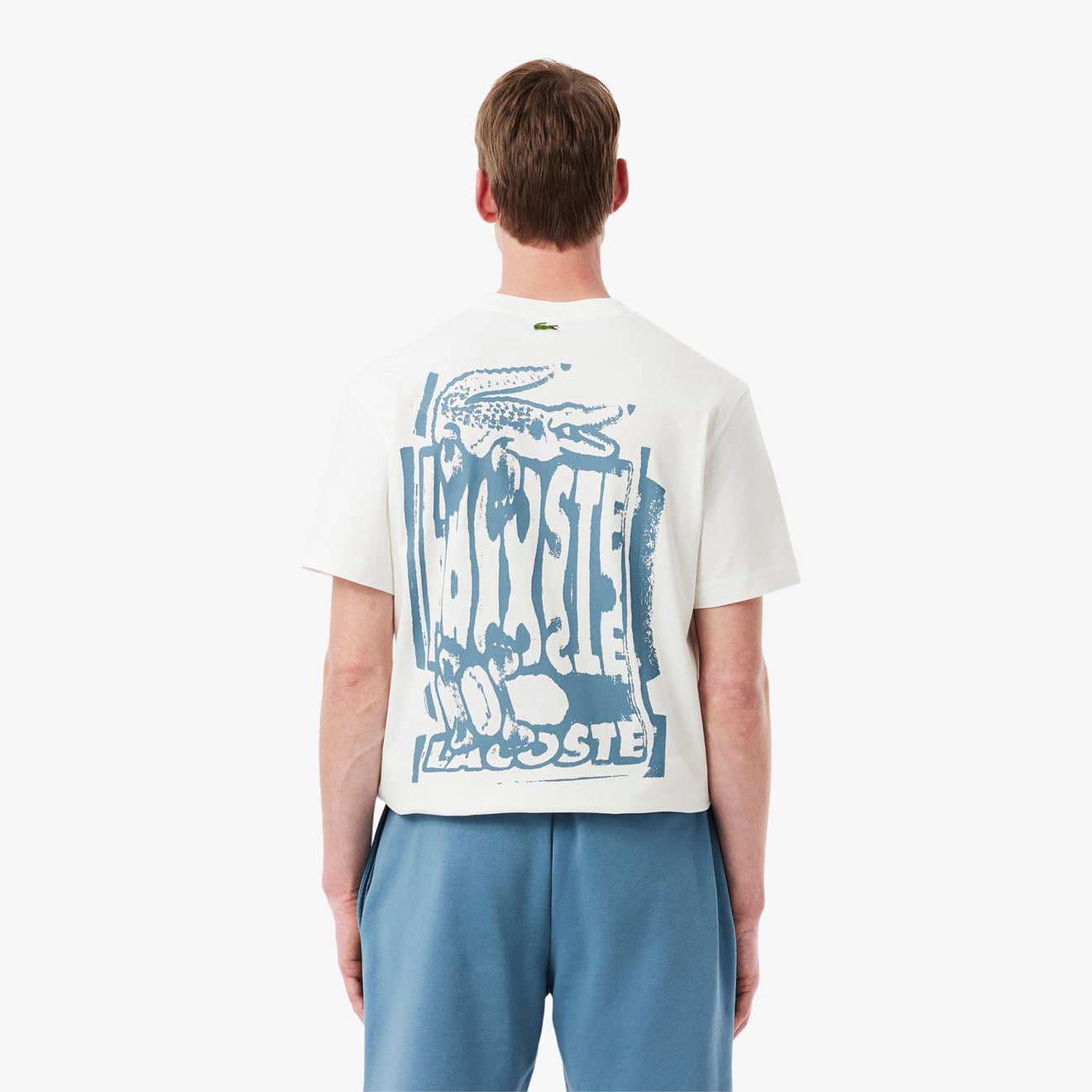 Lacoste Crocodile Blur Graffiti S/S Tee Flour / Limestone - The Sporting Lodge